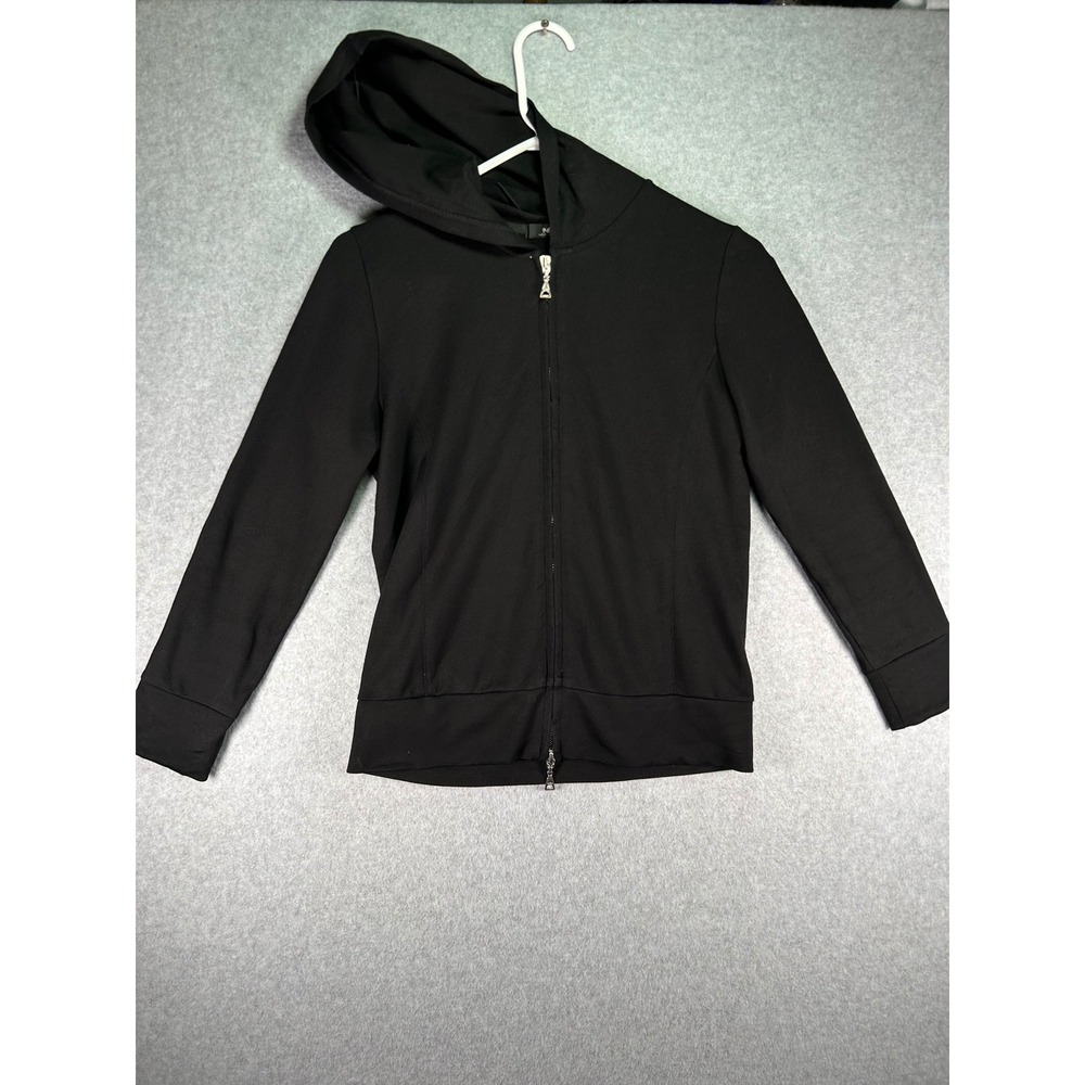 Stain* INED women Japan Black Full Double Zip Up Hoodie Sweatshirt Fits XS